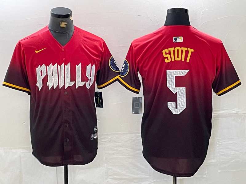 Mens Philadelphia Phillies #5 Bryson Stott Red 2024 City Cool Base Jersey